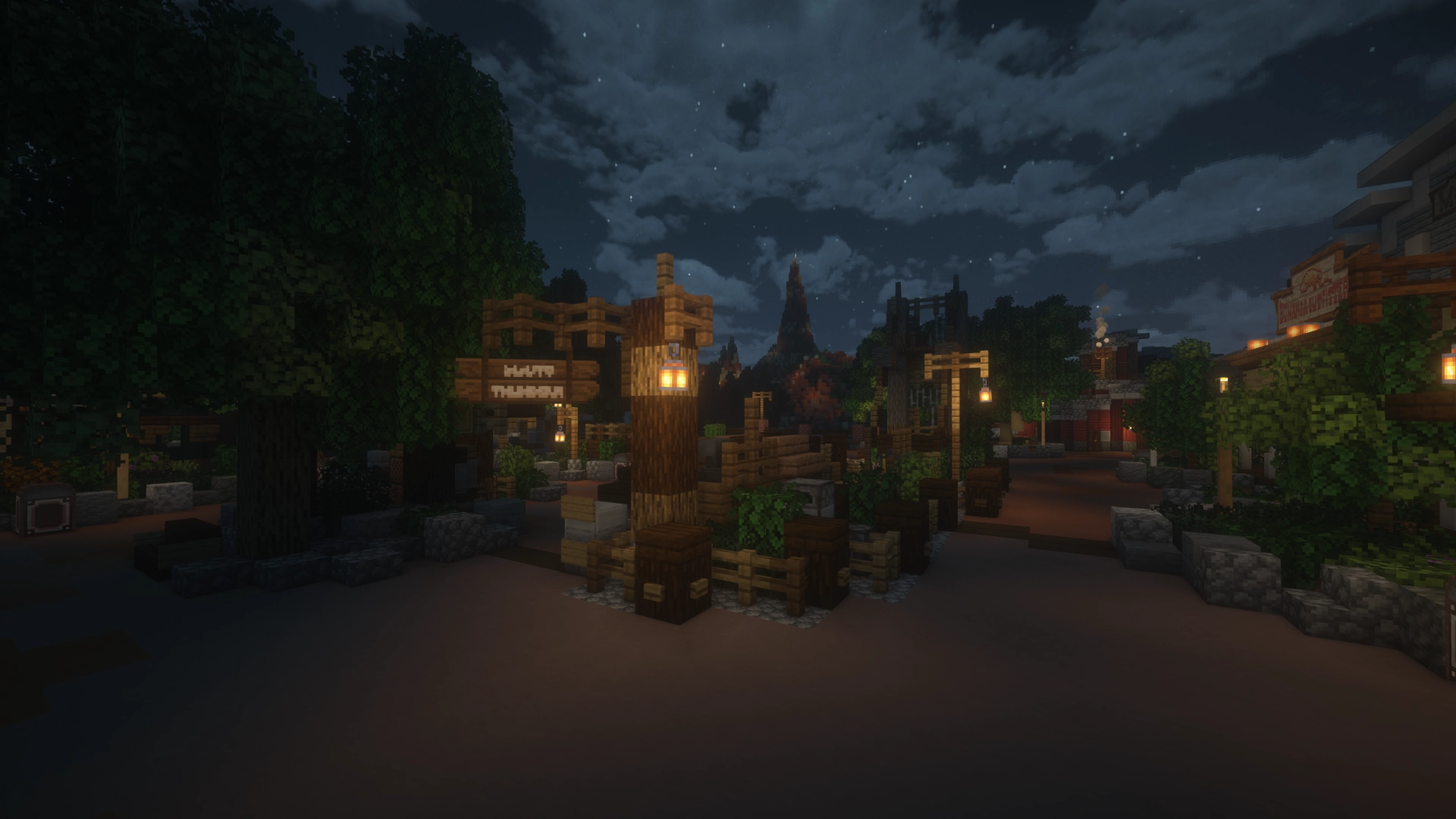 frontierland entrance at night